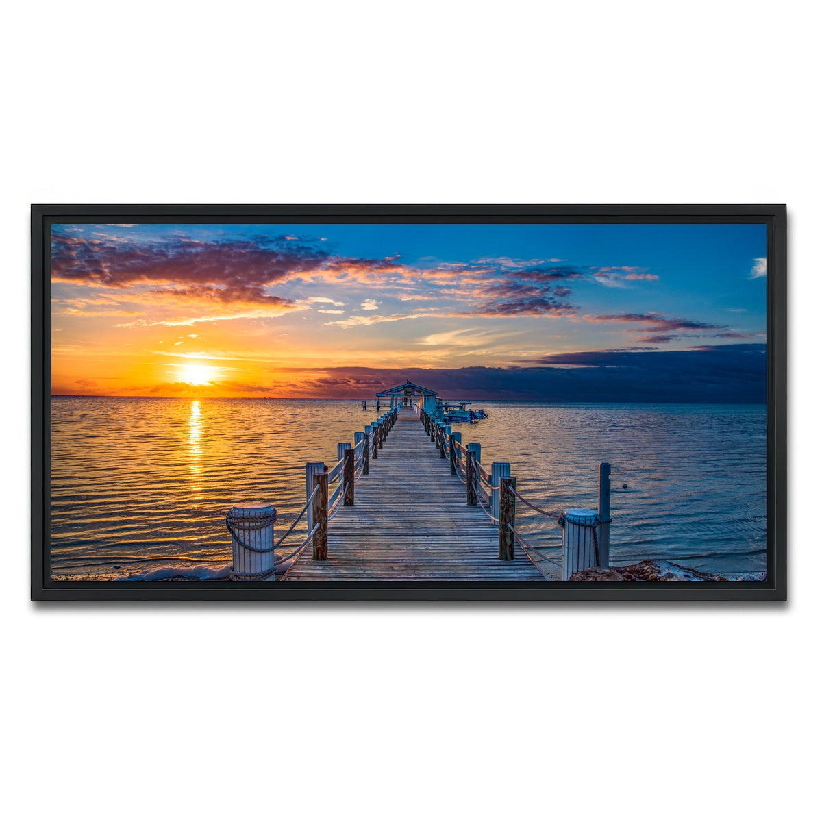 AUTO-MOCKUP WHITE | Islamorada Florida Keys Dock Pier | 1 Piece | Black Framed Canvas | group=2x1