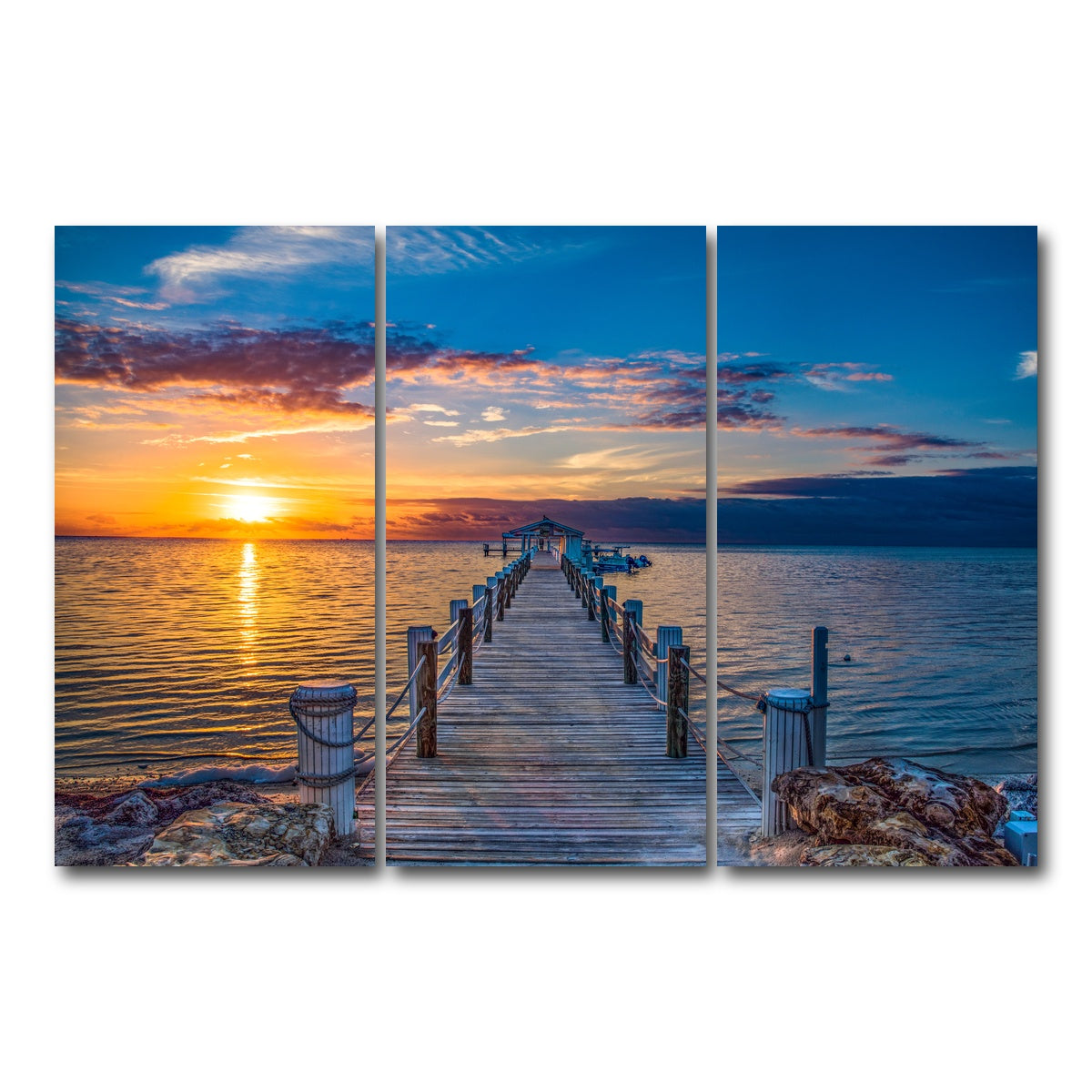 AUTO-MOCKUP WHITE | Islamorada Florida Keys Dock Pier | 3 Piece | Gallery Wrap Canvas | group=12x24