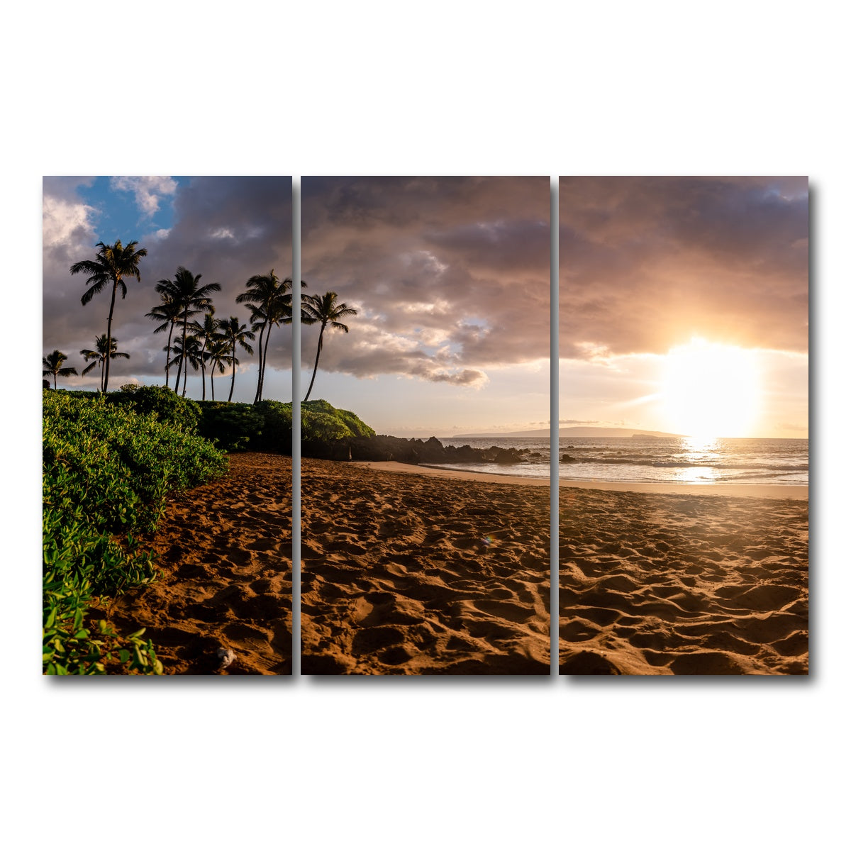 AUTO-MOCKUP WHITE | Island Sunset | 3 Piece | Gallery Wrap Canvas | group=12x24
