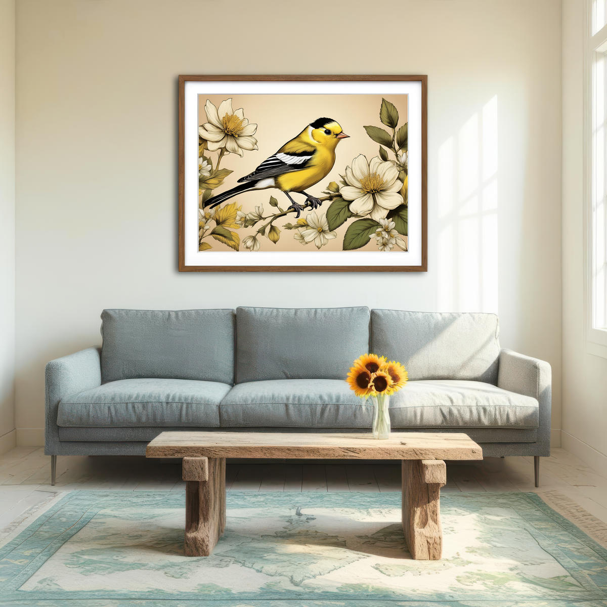 AUTO-MOCKUP ROOM | JJ Audubon's Style American Goldfinch Wall Art