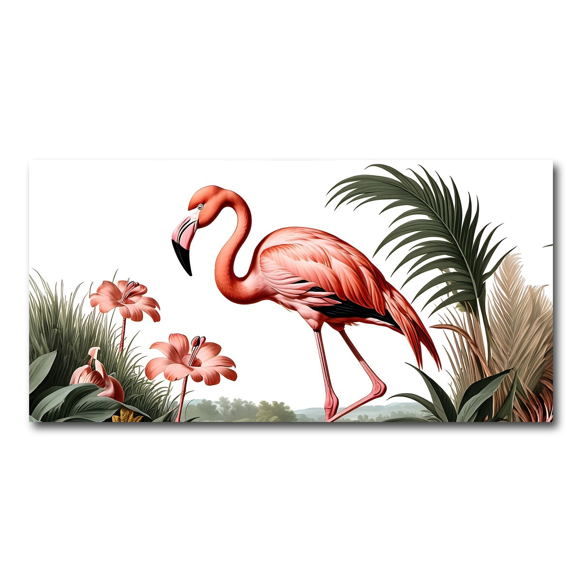 AUTO-MOCKUP WHITE | JJ Audubon's Style Flamingo | 1 Piece | Gallery Wrap Canvas | group=2x1