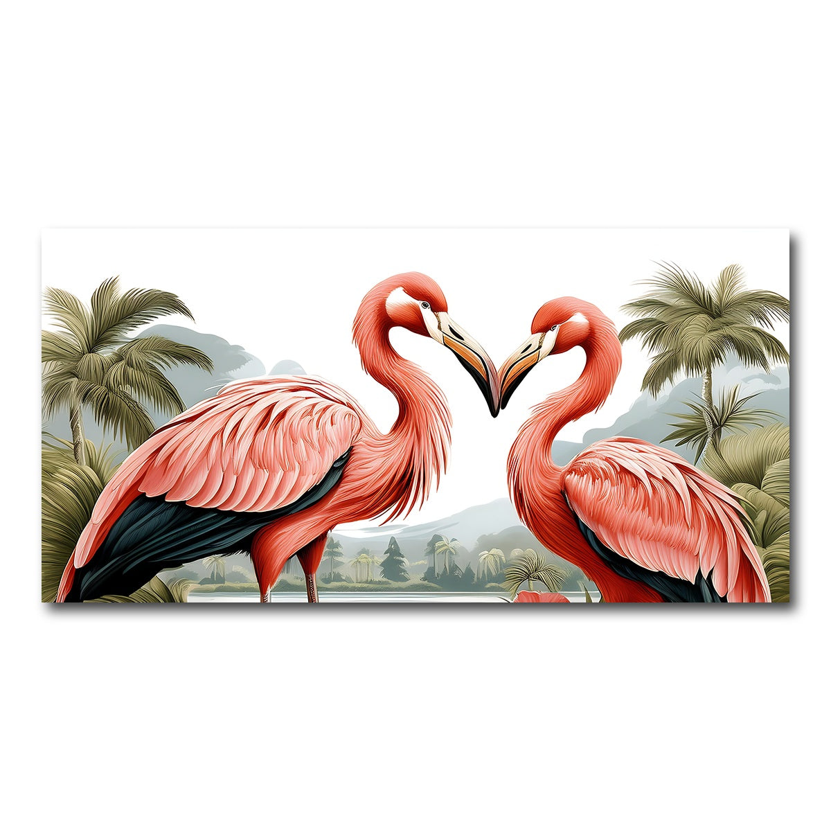 AUTO-MOCKUP WHITE | JJ Audubon's Style Flamingos | 1 Piece | Gallery Wrap Canvas | group=2x1