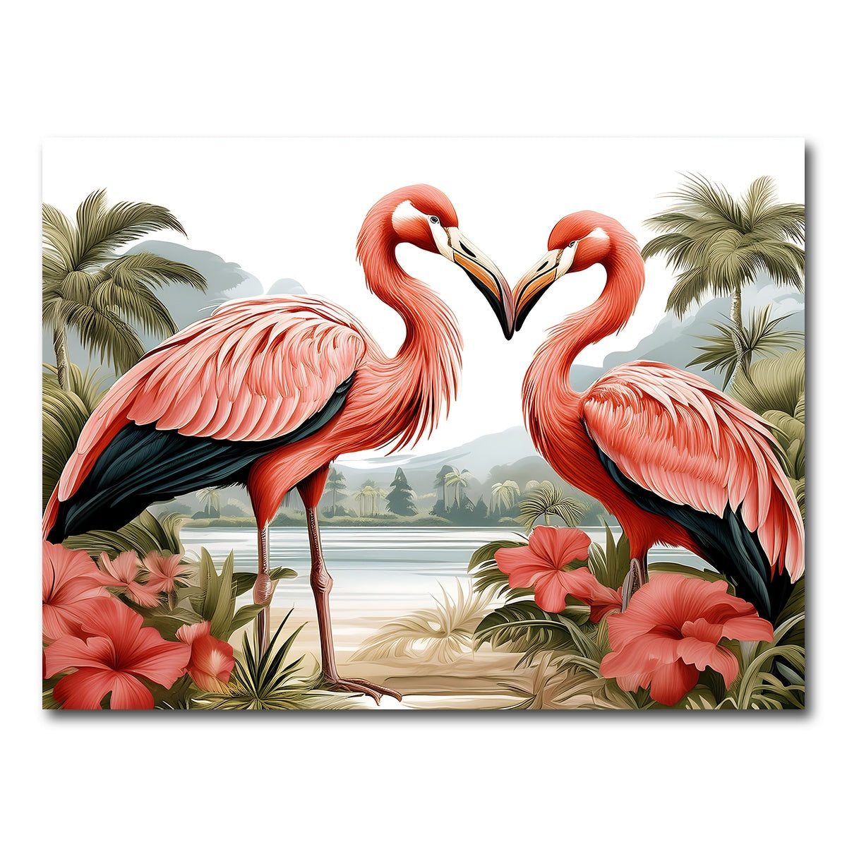 AUTO-MOCKUP WHITE | JJ Audubon's Style Flamingos | 1 Piece | Gallery Wrap Canvas | group=4x3