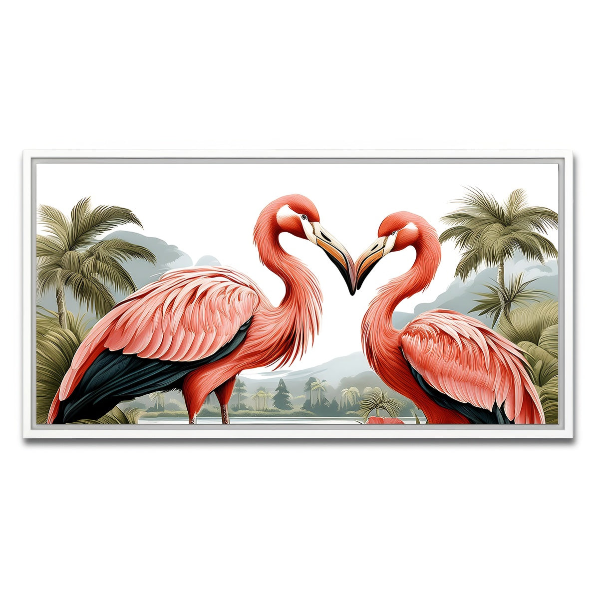 AUTO-MOCKUP WHITE | JJ Audubon's Style Flamingos | 1 Piece | White Framed Canvas | group=2x1