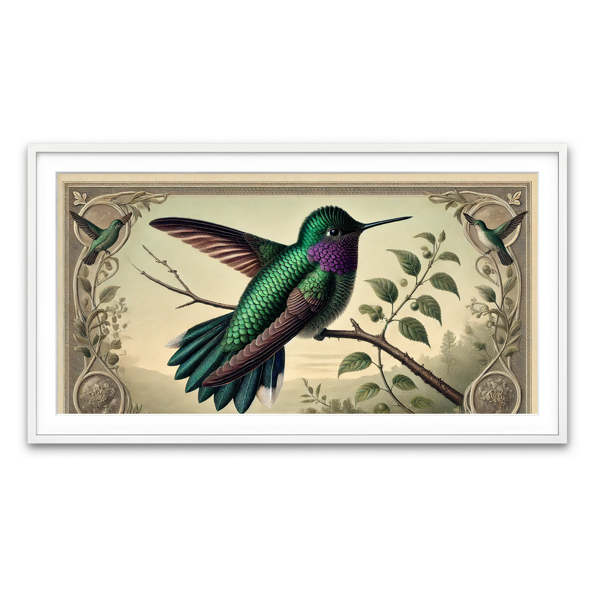 Framed Print 2x1 White