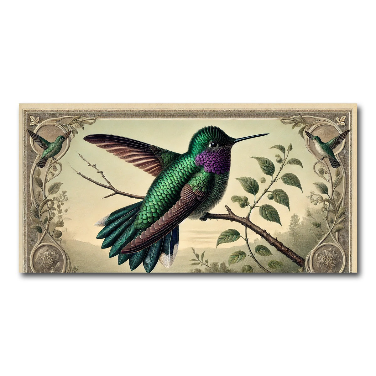 AUTO-MOCKUP WHITE | JJ Audubon's Style Hummingbird Print | 1 Piece | Gallery Wrap Canvas | group=2x1