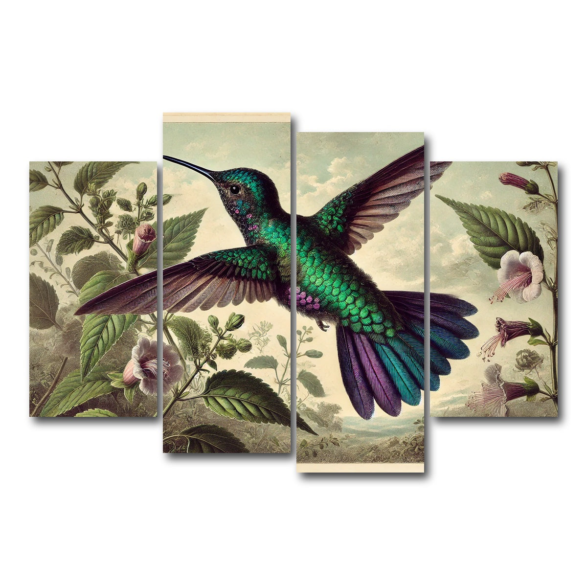 AUTO-MOCKUP WHITE | JJ Audubon's Style Hummingbird | 4 Piece | Gallery Wrap Canvas | group=4_short