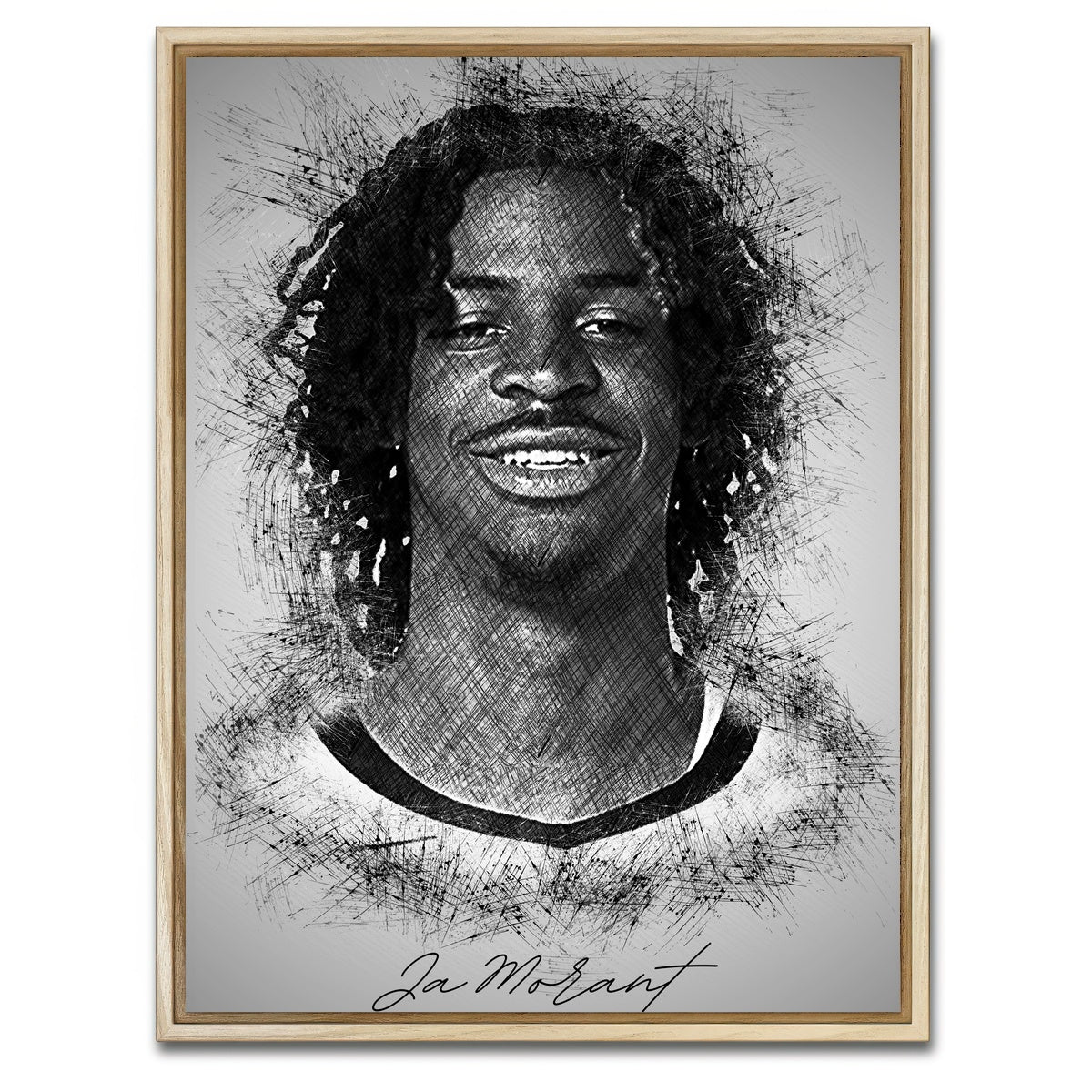 AUTO-MOCKUP WHITE | Ja Morant | 1 Piece | Natural Framed Canvas | group=3x4