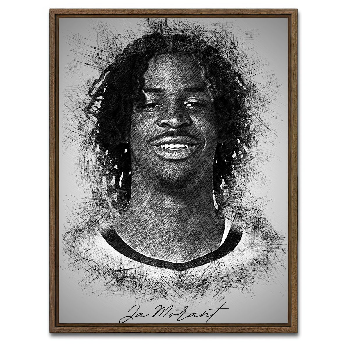 AUTO-MOCKUP WHITE | Ja Morant | 1 Piece | Walnut Framed Canvas | group=3x4