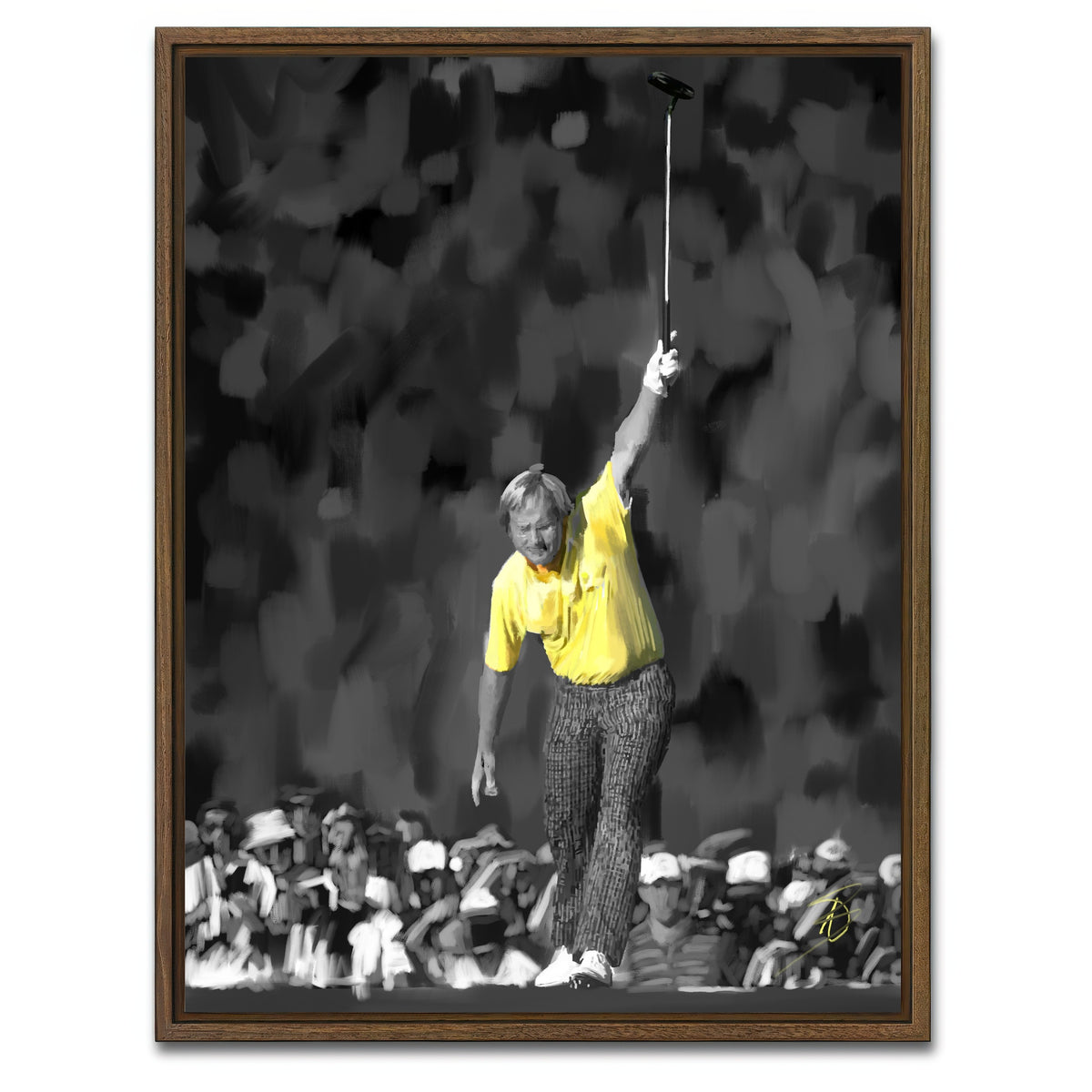 AUTO-MOCKUP WHITE | Jack Nicklaus Yellow | 1 Piece | Walnut Framed Canvas | group=3x4