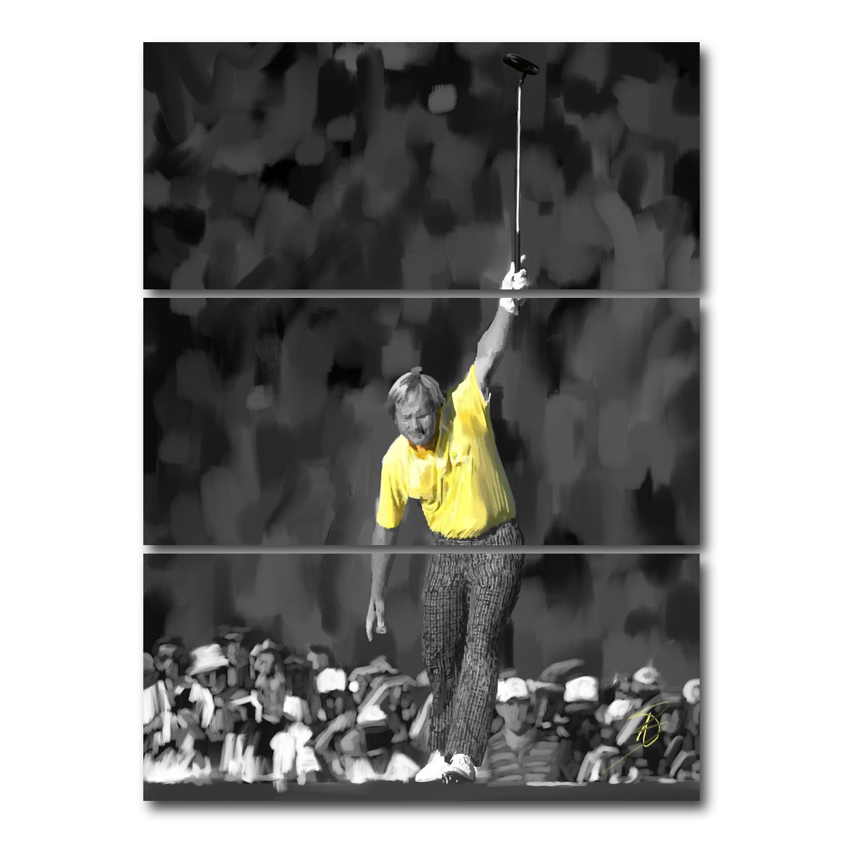 AUTO-MOCKUP WHITE | Jack Nicklaus Yellow | 3 Piece | Gallery Wrap Canvas | group=8x18_stacked