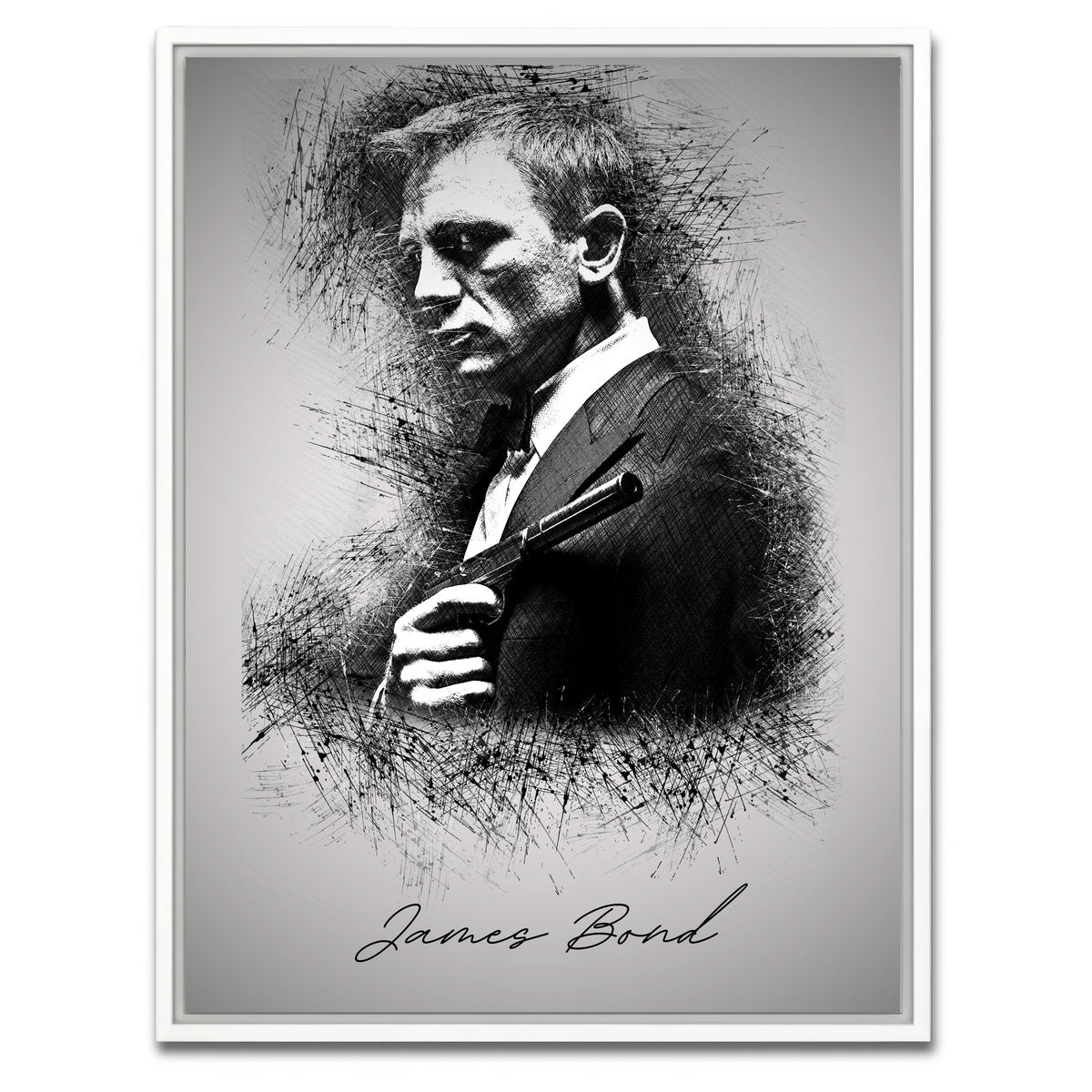 AUTO-MOCKUP WHITE | James Bond Silencer | 1 Piece | White Framed Canvas | group=3x4