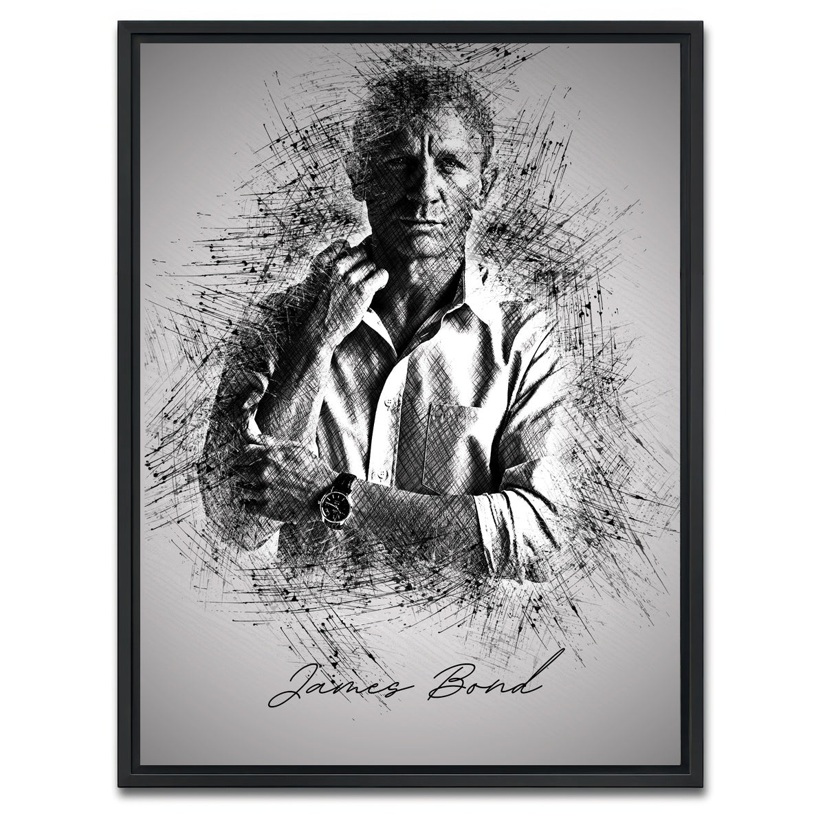AUTO-MOCKUP WHITE | James Bond Sleeves | 1 Piece | Black Framed Canvas | group=3x4