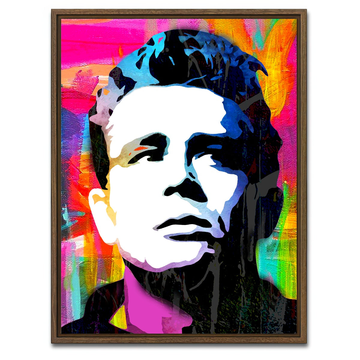 AUTO-MOCKUP WHITE | James Dean Portrait | 1 Piece | Walnut Framed Canvas | group=3x4