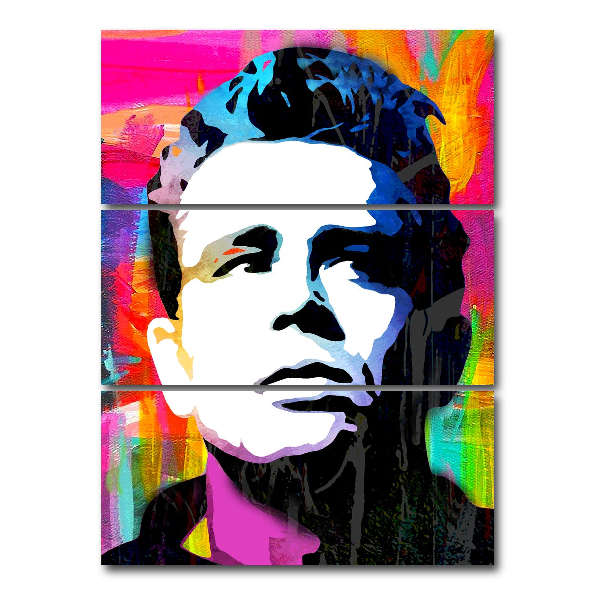 AUTO-MOCKUP WHITE | James Dean Portrait | 3 Piece | Gallery Wrap Canvas | group=8x18_stacked