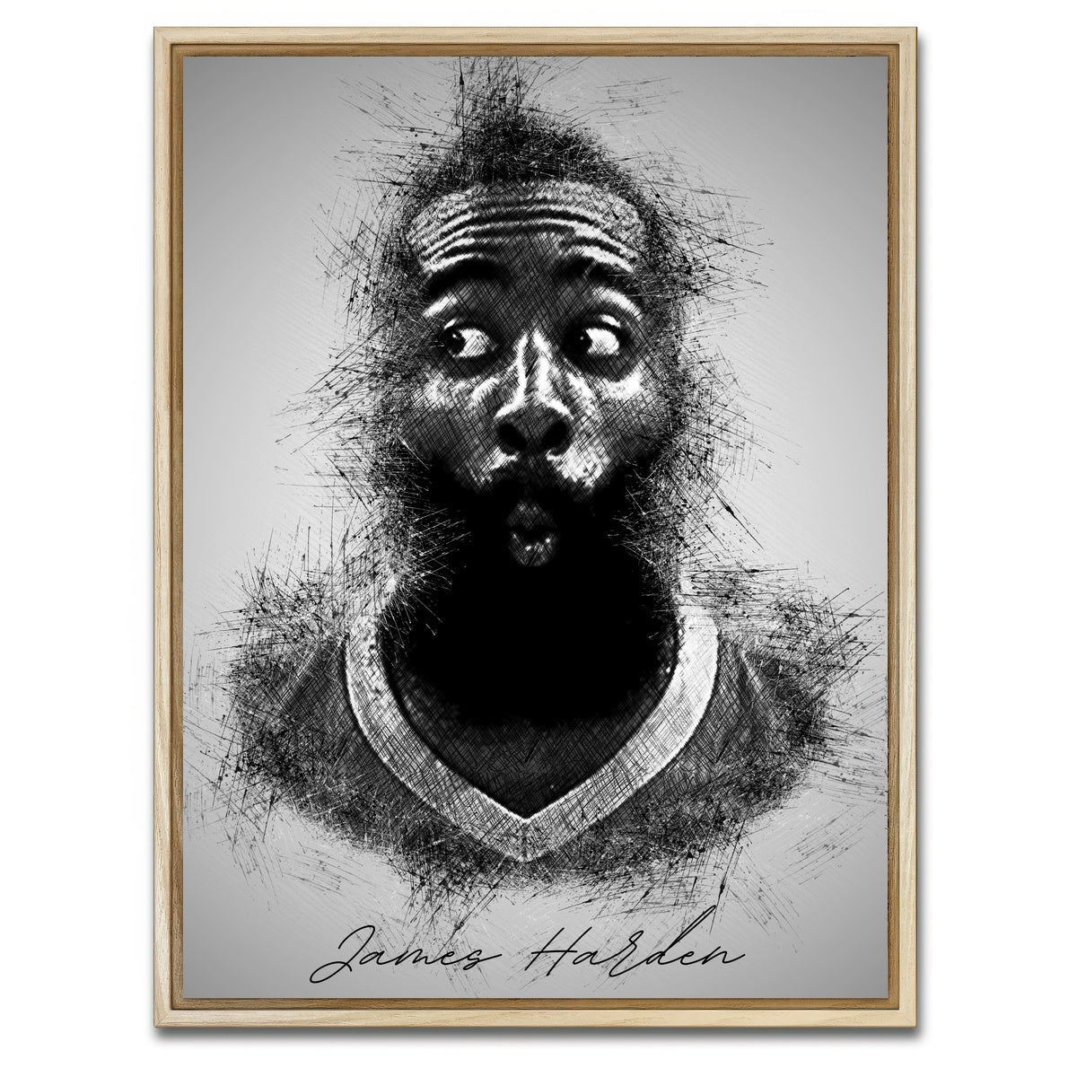 AUTO-MOCKUP WHITE | James Harden | 1 Piece | Natural Framed Canvas | group=3x4