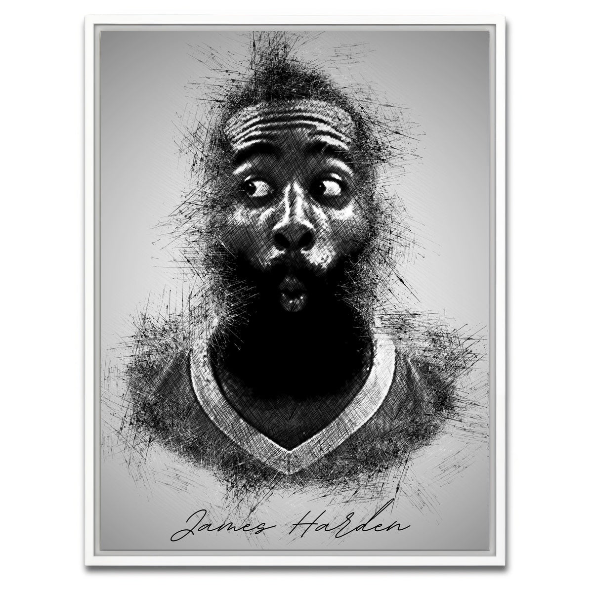 AUTO-MOCKUP WHITE | James Harden | 1 Piece | White Framed Canvas | group=3x4