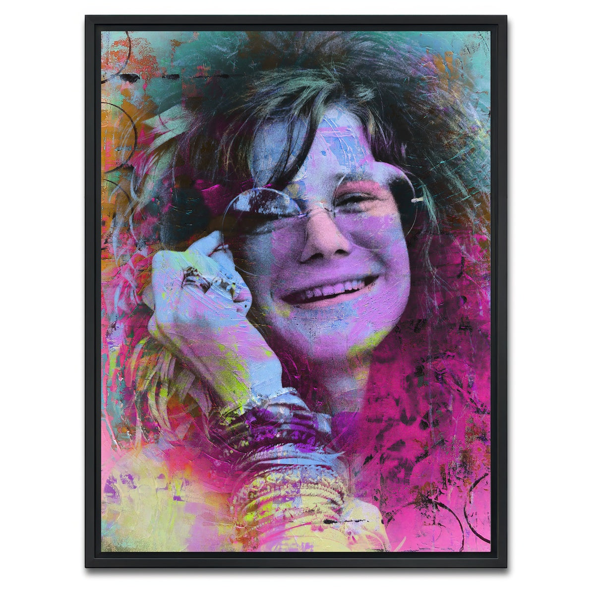 AUTO-MOCKUP WHITE | Janis Joplin Circles | 1 Piece | Black Framed Canvas | group=3x4