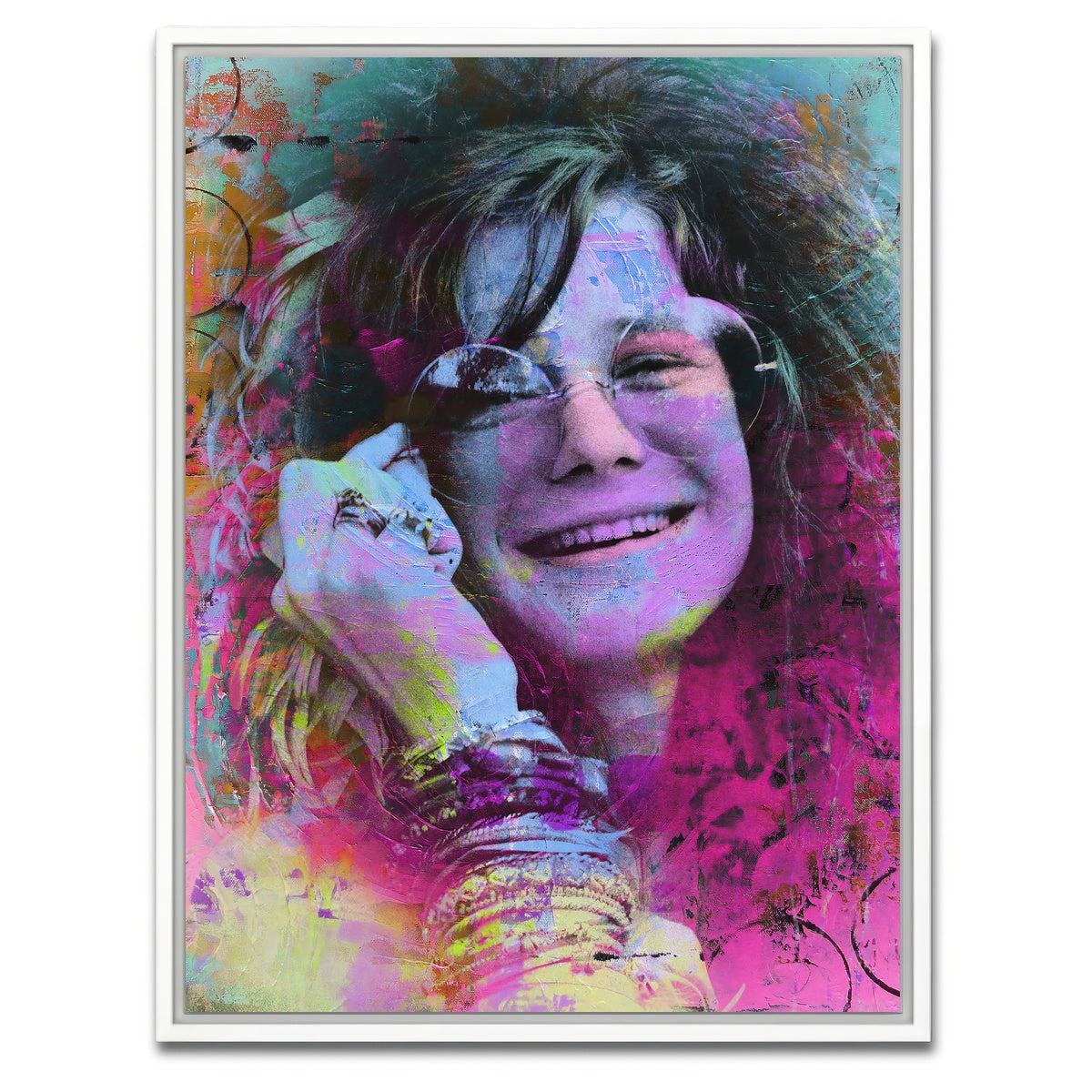 AUTO-MOCKUP WHITE | Janis Joplin Circles | 1 Piece | White Framed Canvas | group=3x4