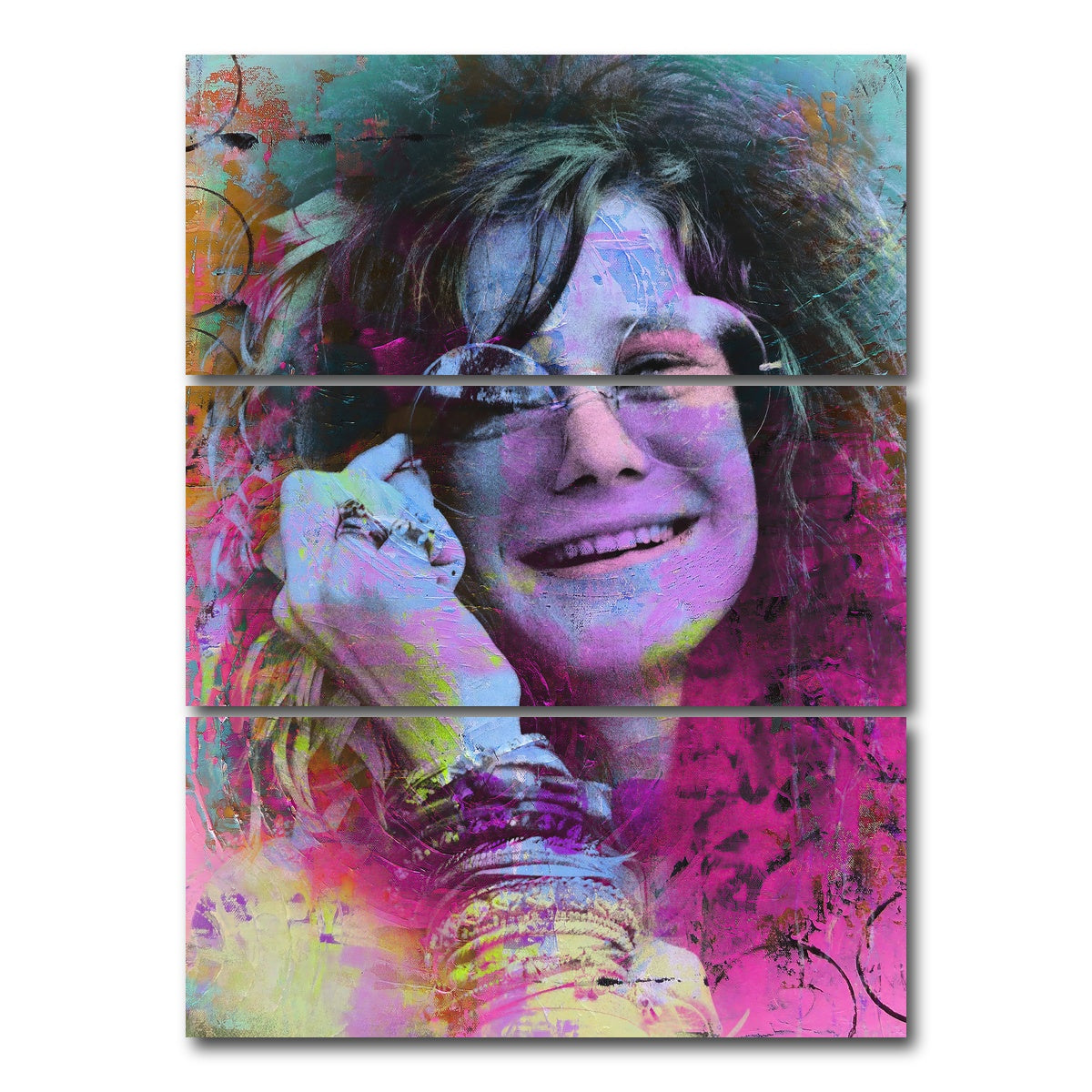 AUTO-MOCKUP WHITE | Janis Joplin Circles | 3 Piece | Gallery Wrap Canvas | group=8x18_stacked