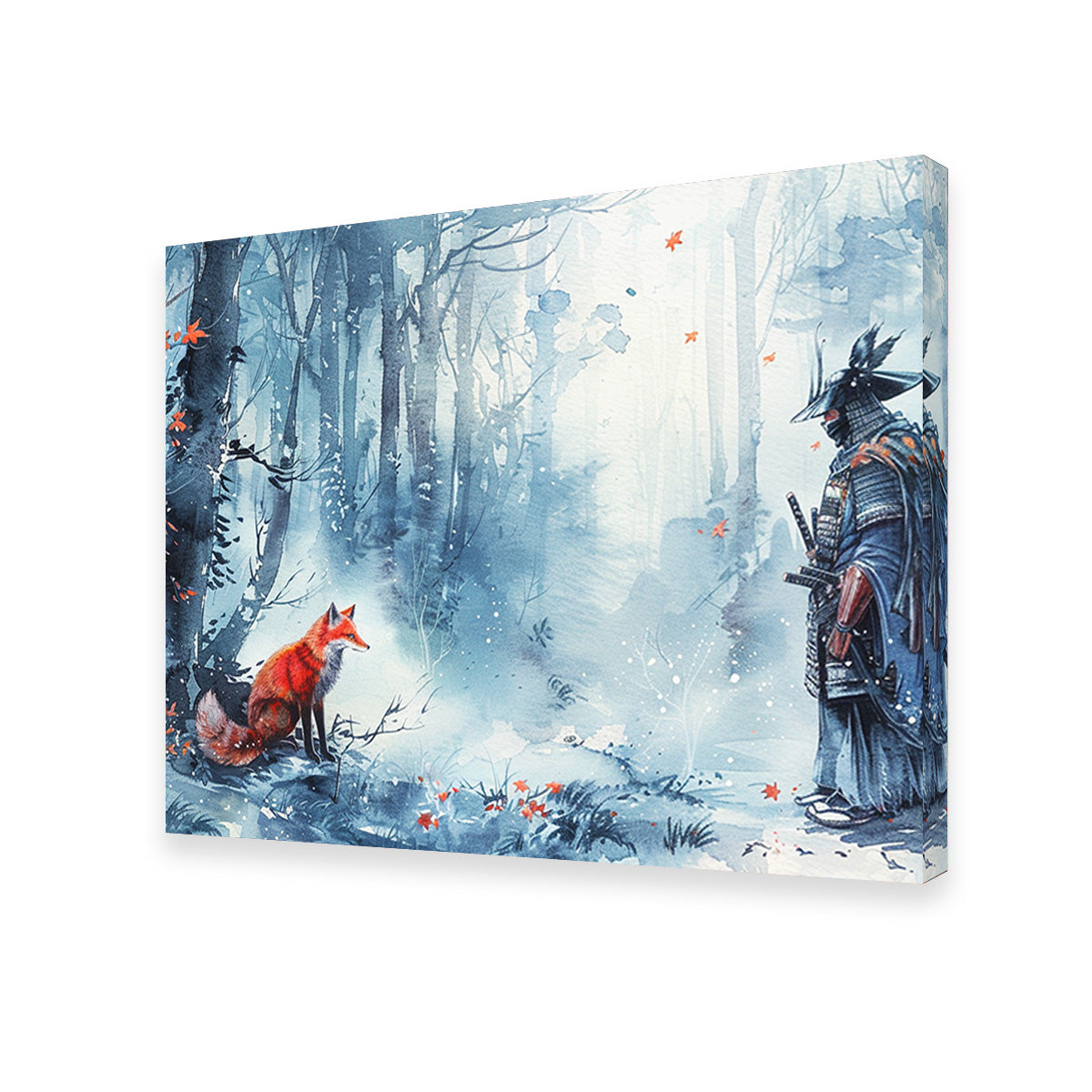 Japanese Samurai and Red Fox Wall Art