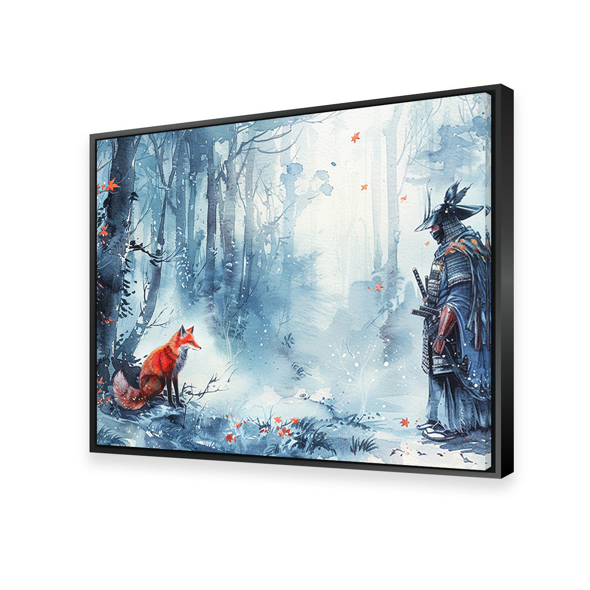 Japanese Samurai and Red Fox Wall Art