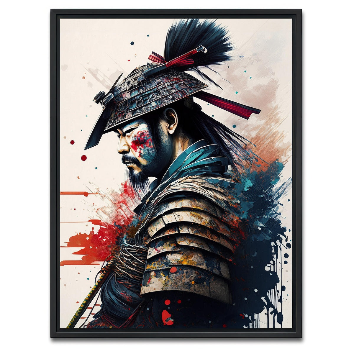 AUTO-MOCKUP WHITE | Japanese Samurai Paint | 1 Piece | Black Framed Canvas | group=3x4