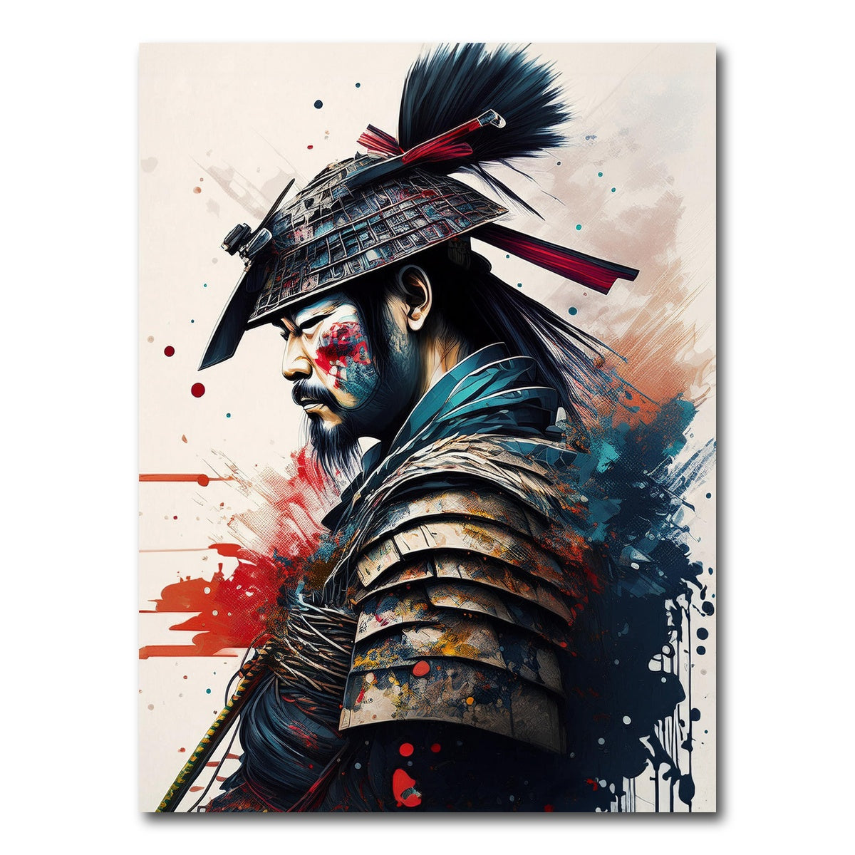 AUTO-MOCKUP WHITE | Japanese Samurai Paint | 1 Piece | Gallery Wrap Canvas | group=3x4