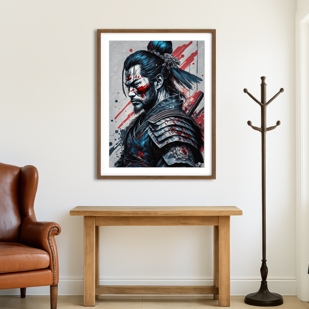 AUTO-MOCKUP ROOM | Japanese Samurai Warrior Portrait Wall Art