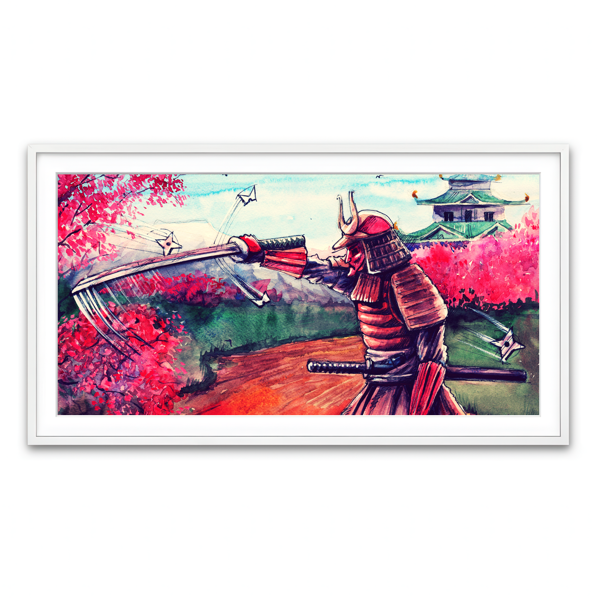 Framed Print 2x1 White