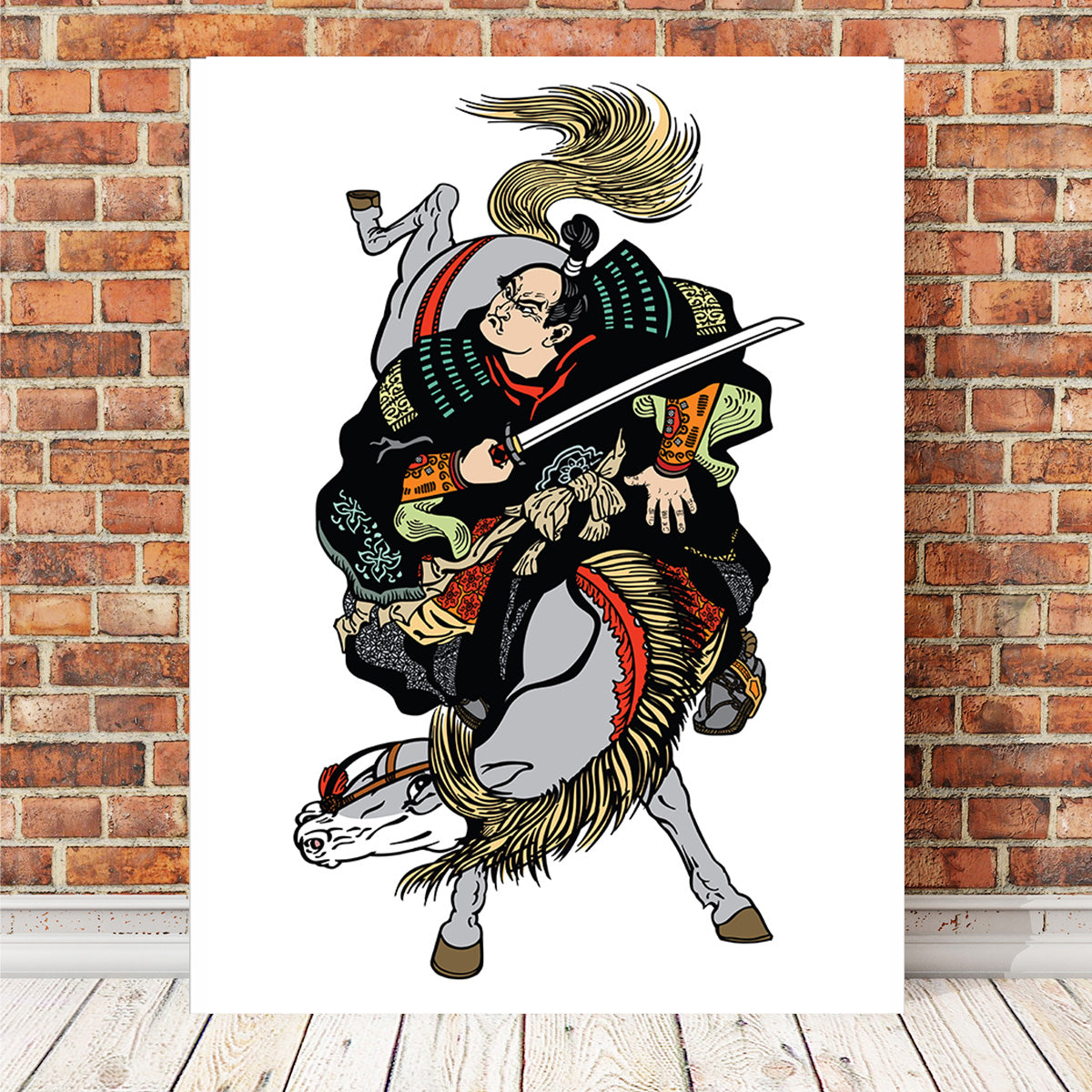 Japanese Samurai Horseman Wall Art