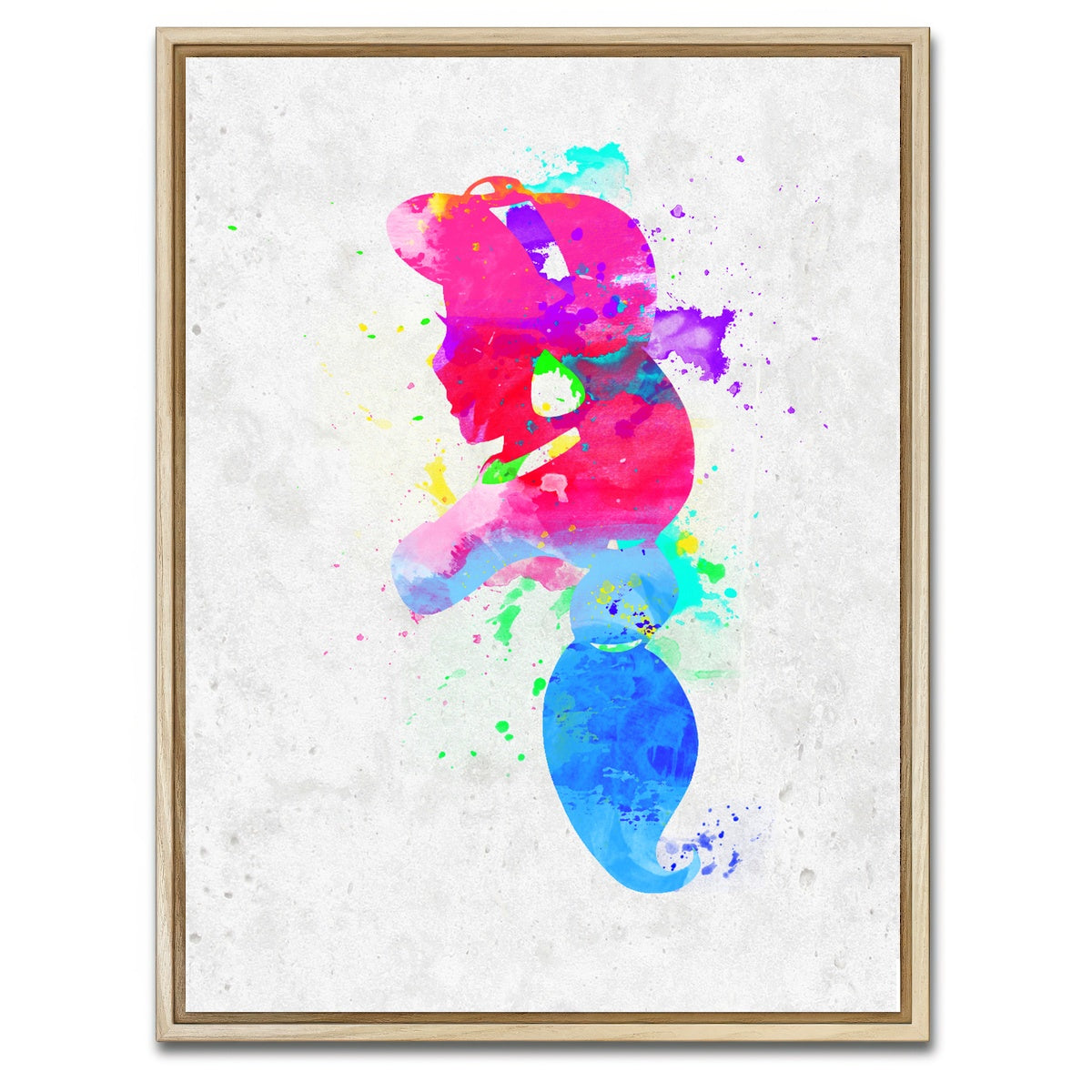 AUTO-MOCKUP WHITE | Jasmine Watercolour Splash Art | 1 Piece | Natural Framed Canvas | group=3x4