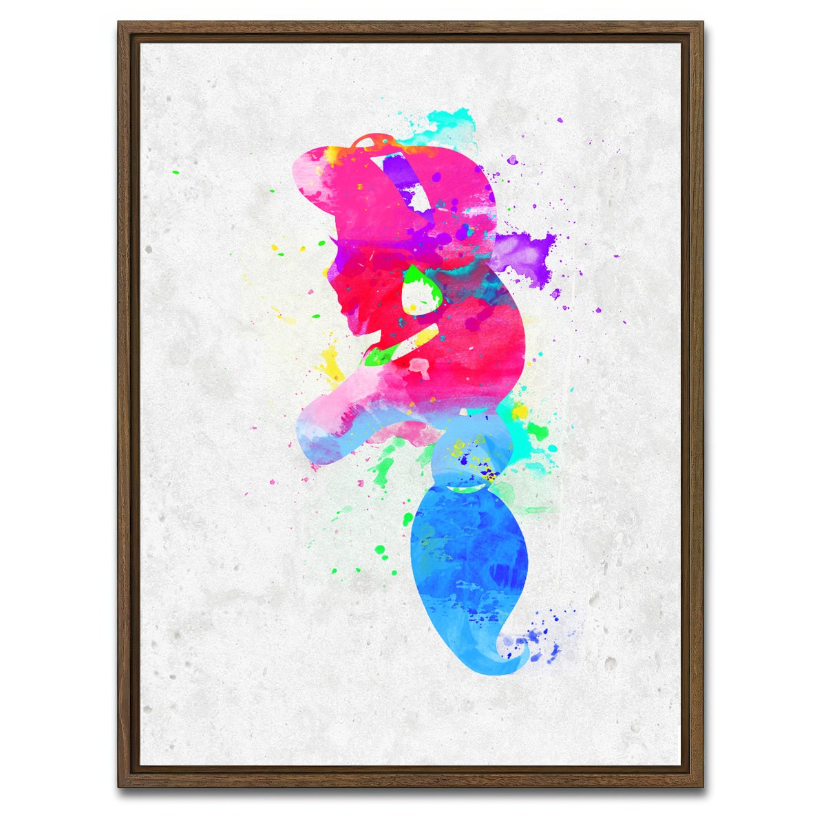 AUTO-MOCKUP WHITE | Jasmine Watercolour Splash Art | 1 Piece | Walnut Framed Canvas | group=3x4