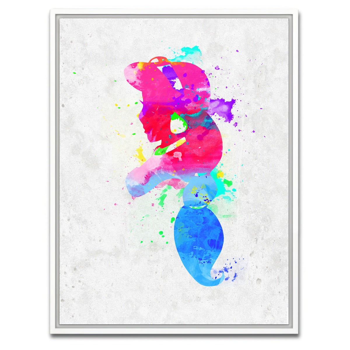 AUTO-MOCKUP WHITE | Jasmine Watercolour Splash Art | 1 Piece | White Framed Canvas | group=3x4