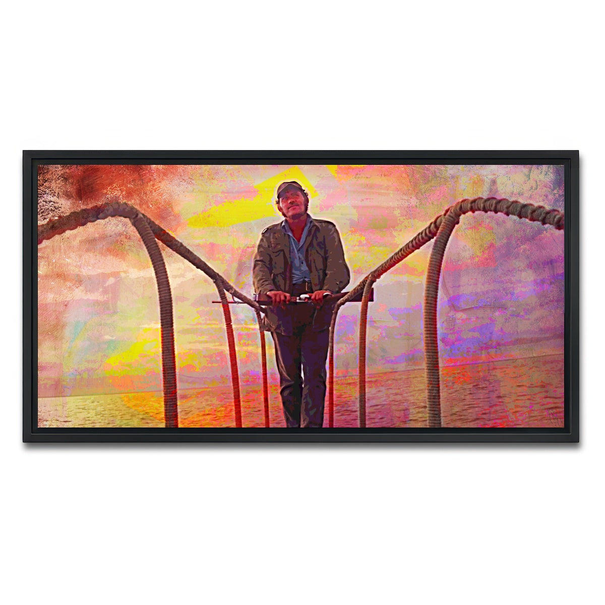 AUTO-MOCKUP WHITE | Jaws Quint Sunset | 1 Piece | Black Framed Canvas | group=2x1