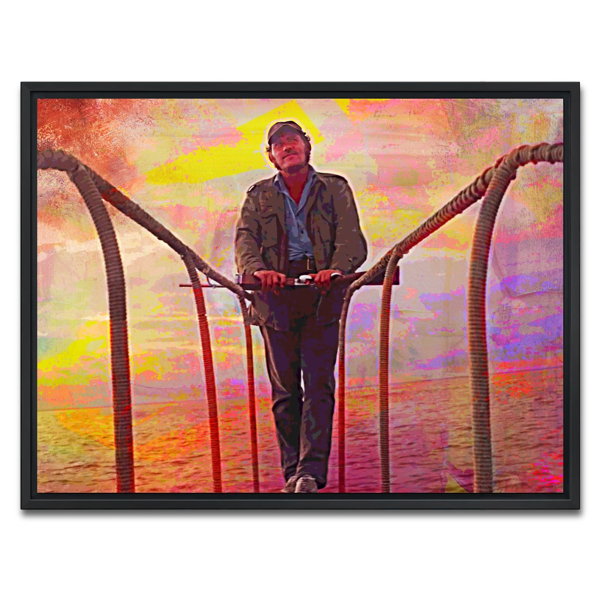 AUTO-MOCKUP WHITE | Jaws Quint Sunset | 1 Piece | Black Framed Canvas | group=4x3