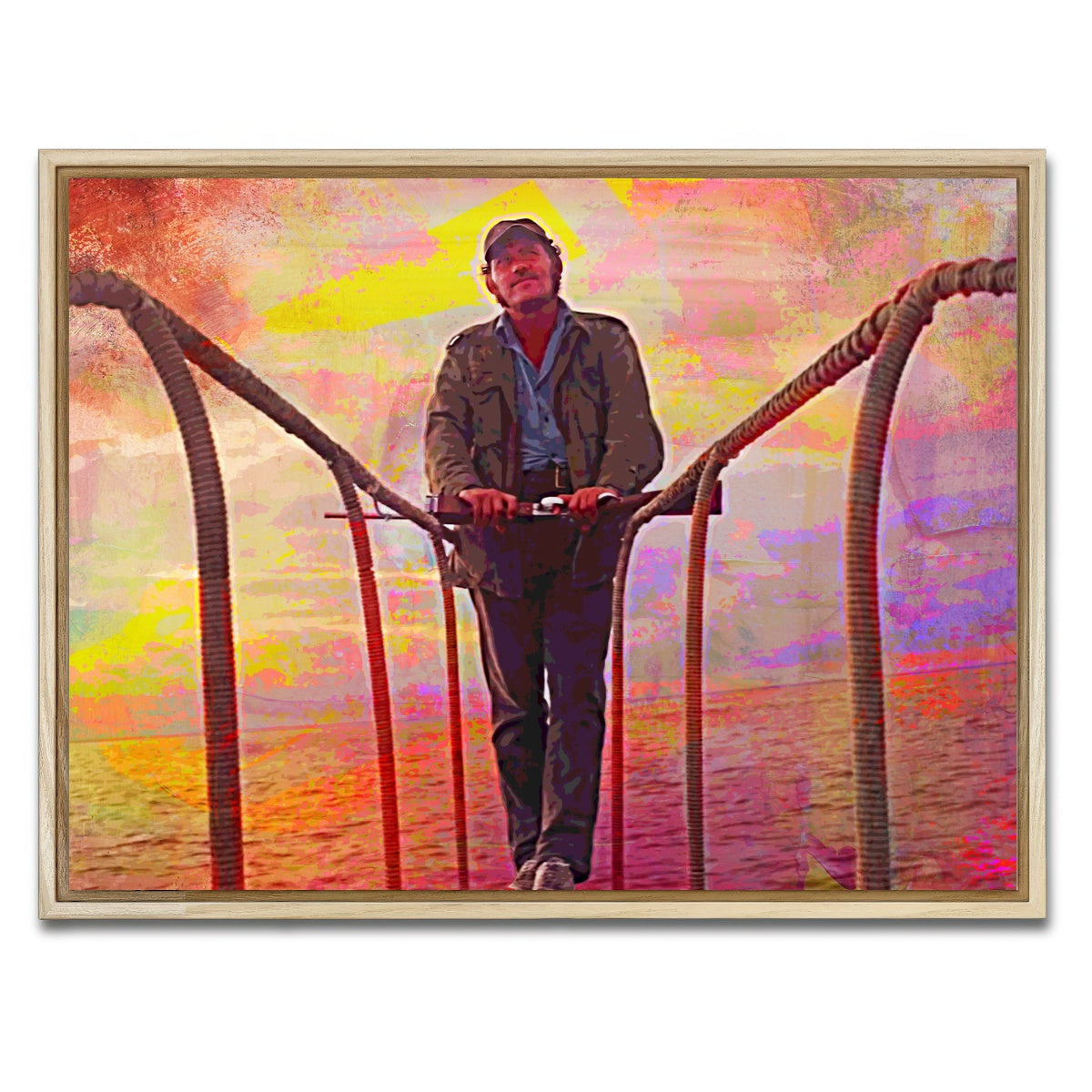 AUTO-MOCKUP WHITE | Jaws Quint Sunset | 1 Piece | Natural Framed Canvas | group=4x3