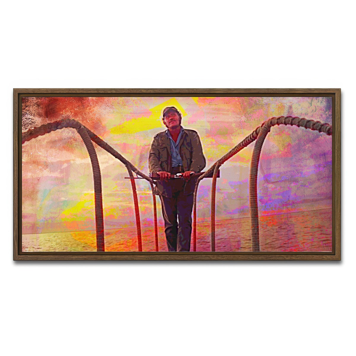AUTO-MOCKUP WHITE | Jaws Quint Sunset | 1 Piece | Walnut Framed Canvas | group=2x1