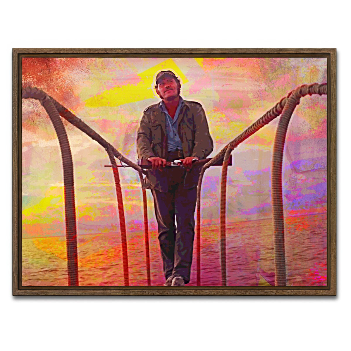 AUTO-MOCKUP WHITE | Jaws Quint Sunset | 1 Piece | Walnut Framed Canvas | group=4x3