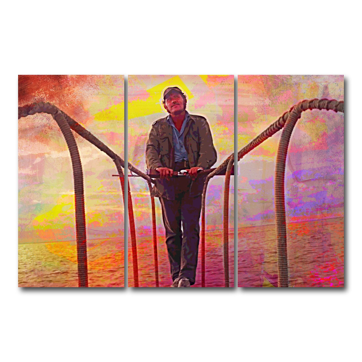 AUTO-MOCKUP WHITE | Jaws Quint Sunset | 3 Piece | Gallery Wrap Canvas | group=12x24