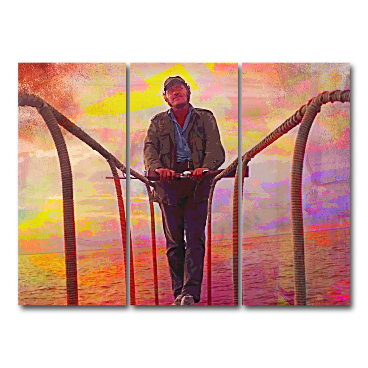 AUTO-MOCKUP WHITE | Jaws Quint Sunset | 3 Piece | Gallery Wrap Canvas | group=8x18