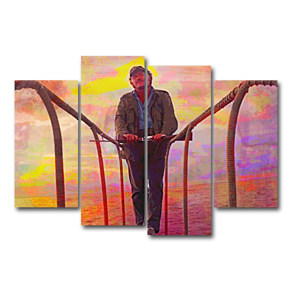 AUTO-MOCKUP WHITE | Jaws Quint Sunset | 4 Piece | Gallery Wrap Canvas | group=4_short