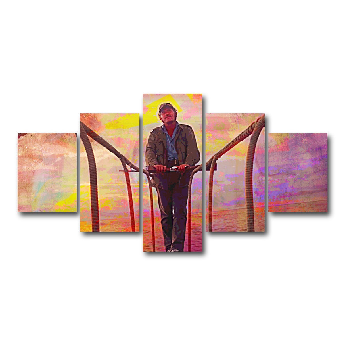 AUTO-MOCKUP WHITE | Jaws Quint Sunset | 5 Piece | Gallery Wrap Canvas | group=5_short
