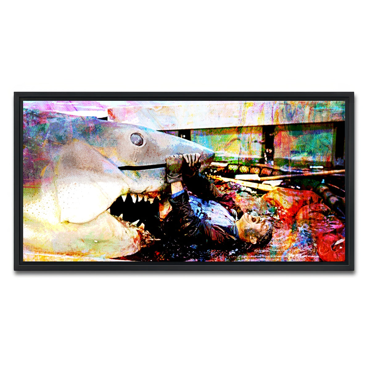 AUTO-MOCKUP WHITE | Jaws Quint's Death | 1 Piece | Black Framed Canvas | group=2x1