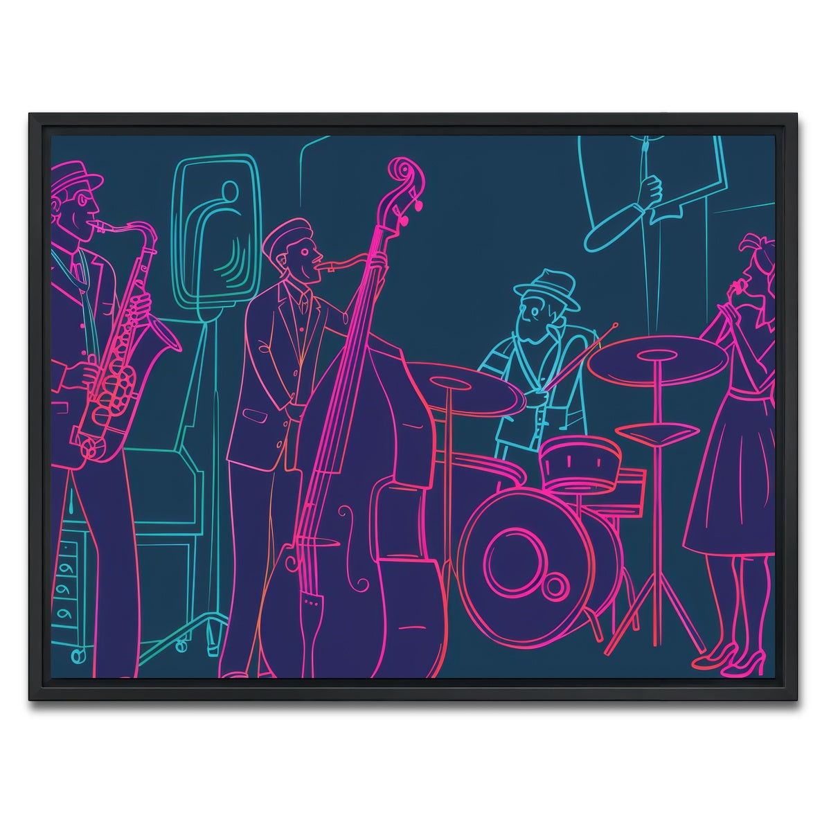 AUTO-MOCKUP WHITE | Jazz Band Vibe | 1 Piece | Black Framed Canvas | group=4x3