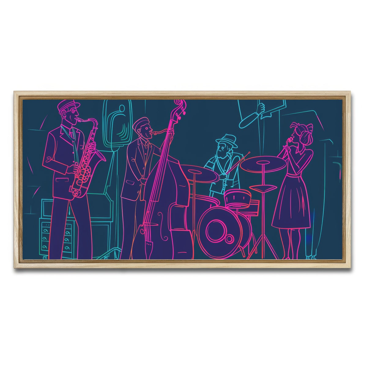 AUTO-MOCKUP WHITE | Jazz Band Vibe | 1 Piece | Natural Framed Canvas | group=2x1