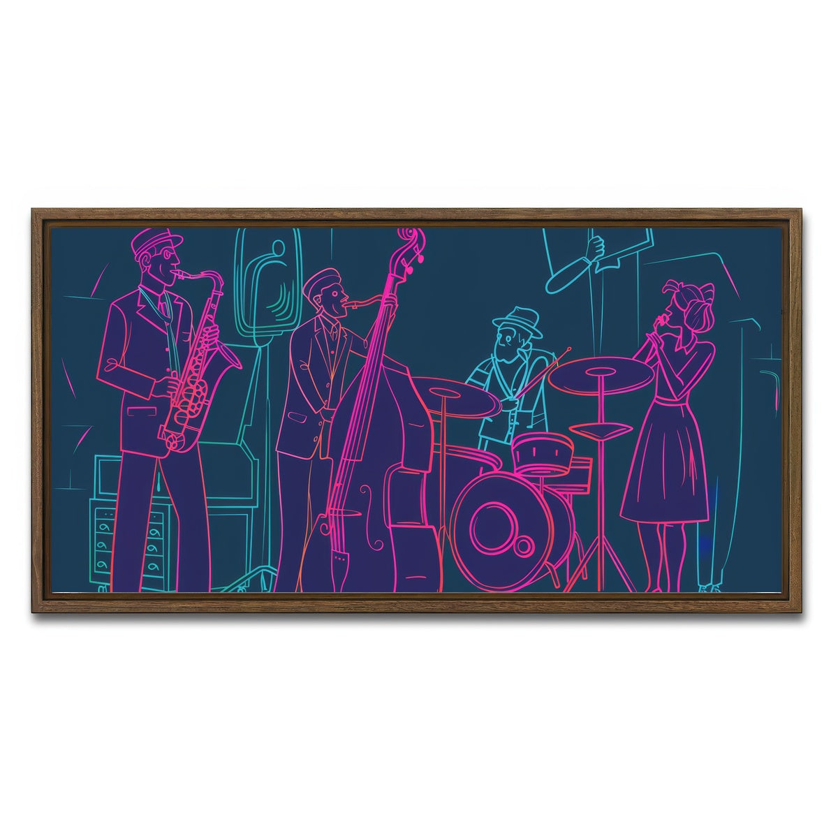 AUTO-MOCKUP WHITE | Jazz Band Vibe | 1 Piece | Walnut Framed Canvas | group=2x1