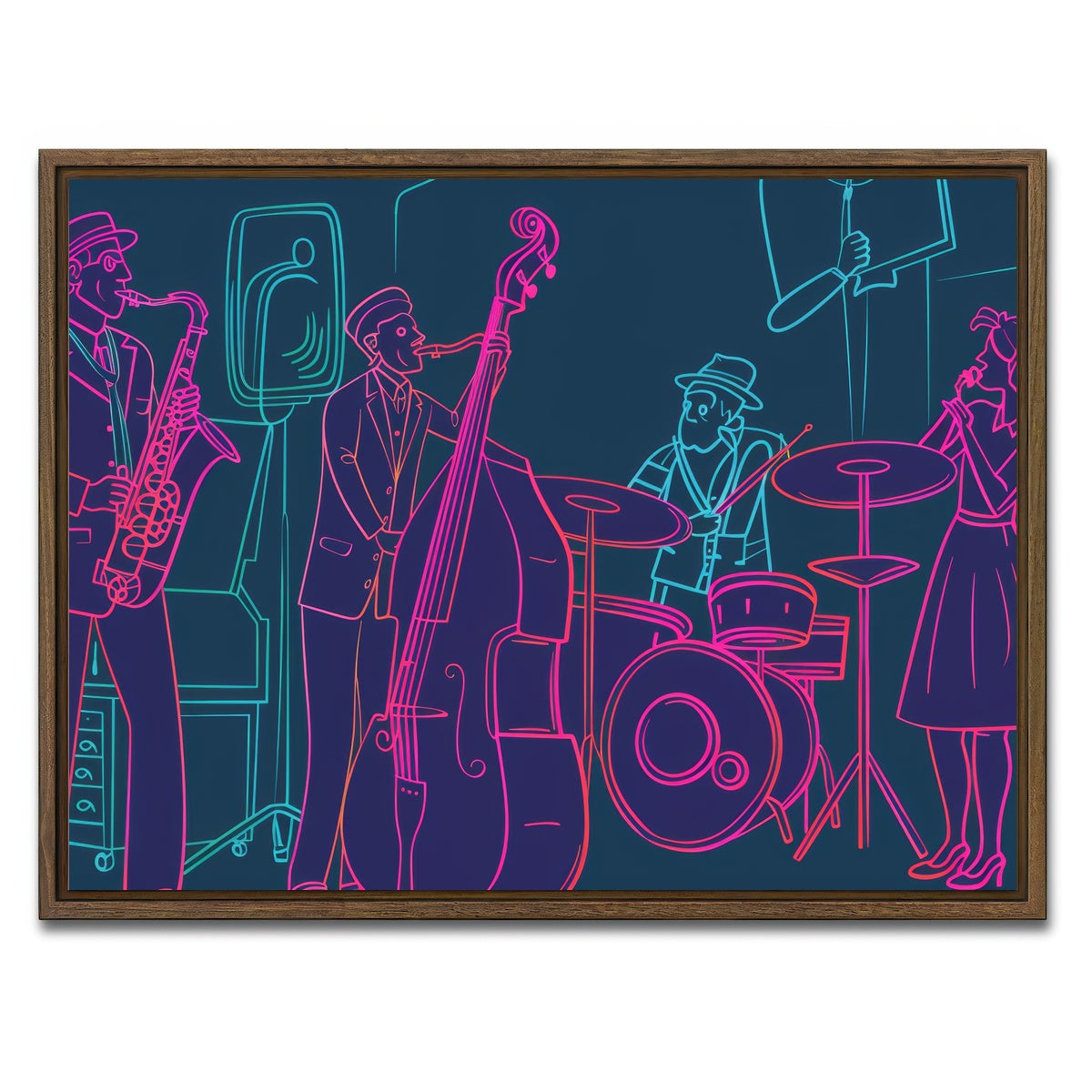 AUTO-MOCKUP WHITE | Jazz Band Vibe | 1 Piece | Walnut Framed Canvas | group=4x3