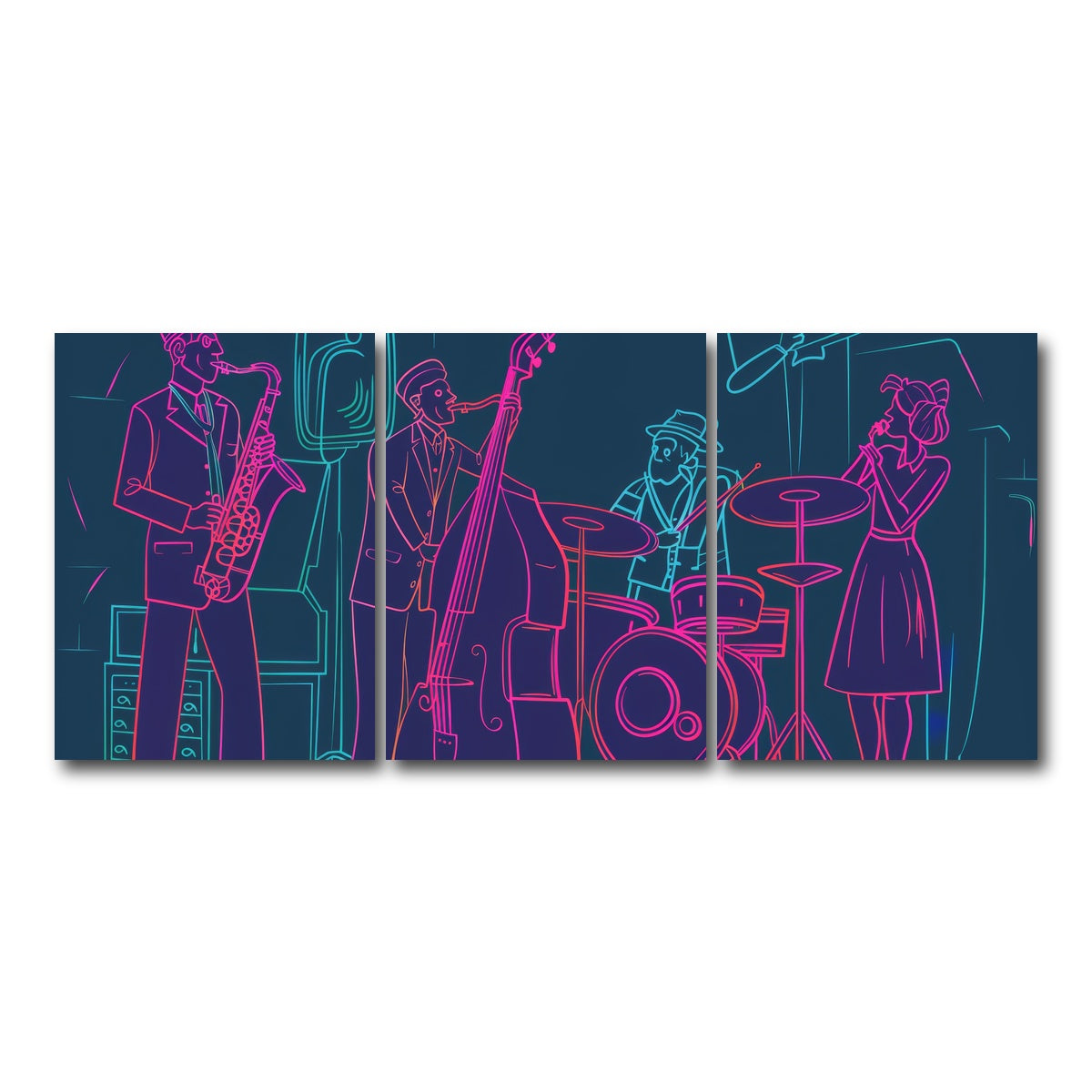 AUTO-MOCKUP WHITE | Jazz Band Vibe | 3 Piece | Gallery Wrap Canvas | group=18x24
