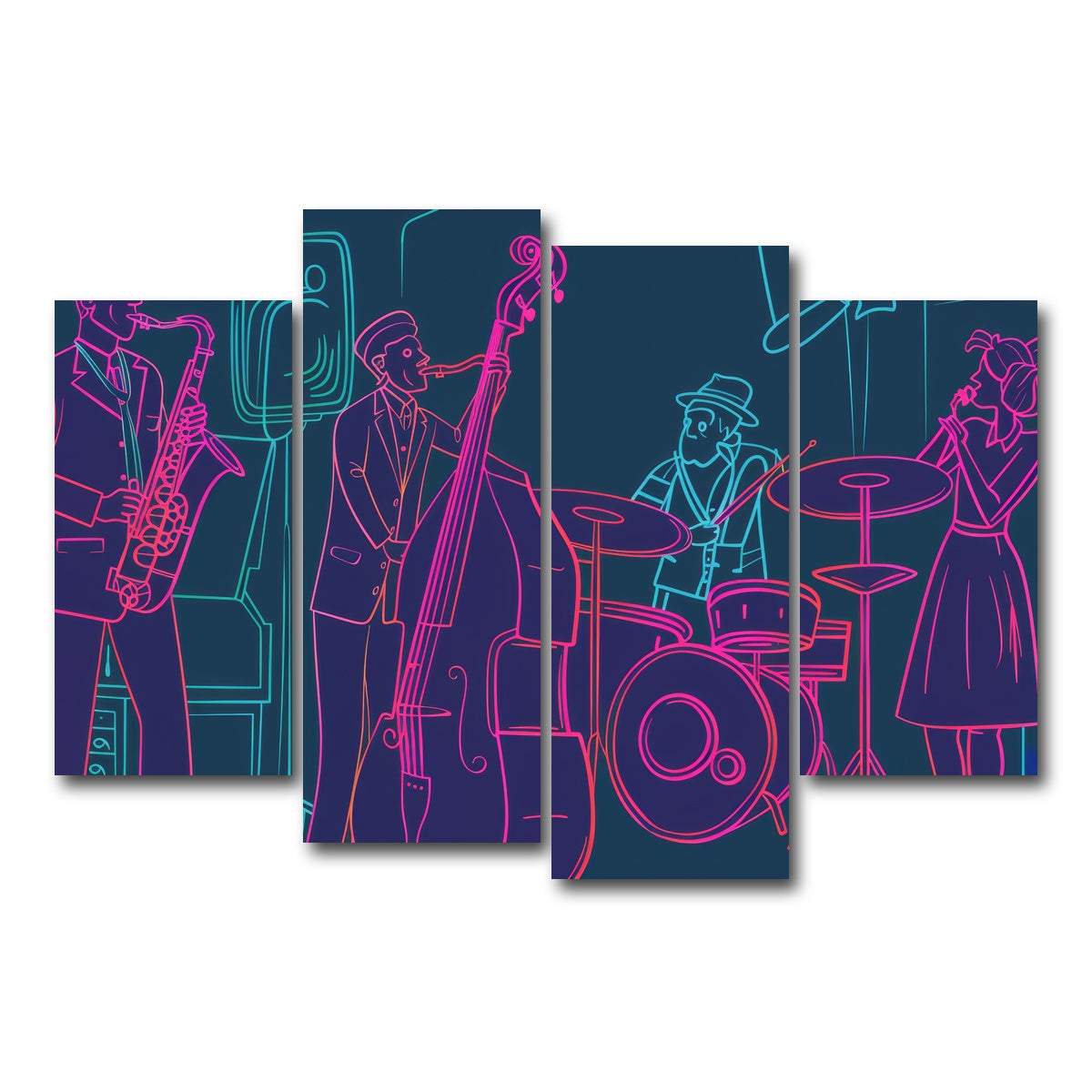 AUTO-MOCKUP WHITE | Jazz Band Vibe | 4 Piece | Gallery Wrap Canvas | group=4_short